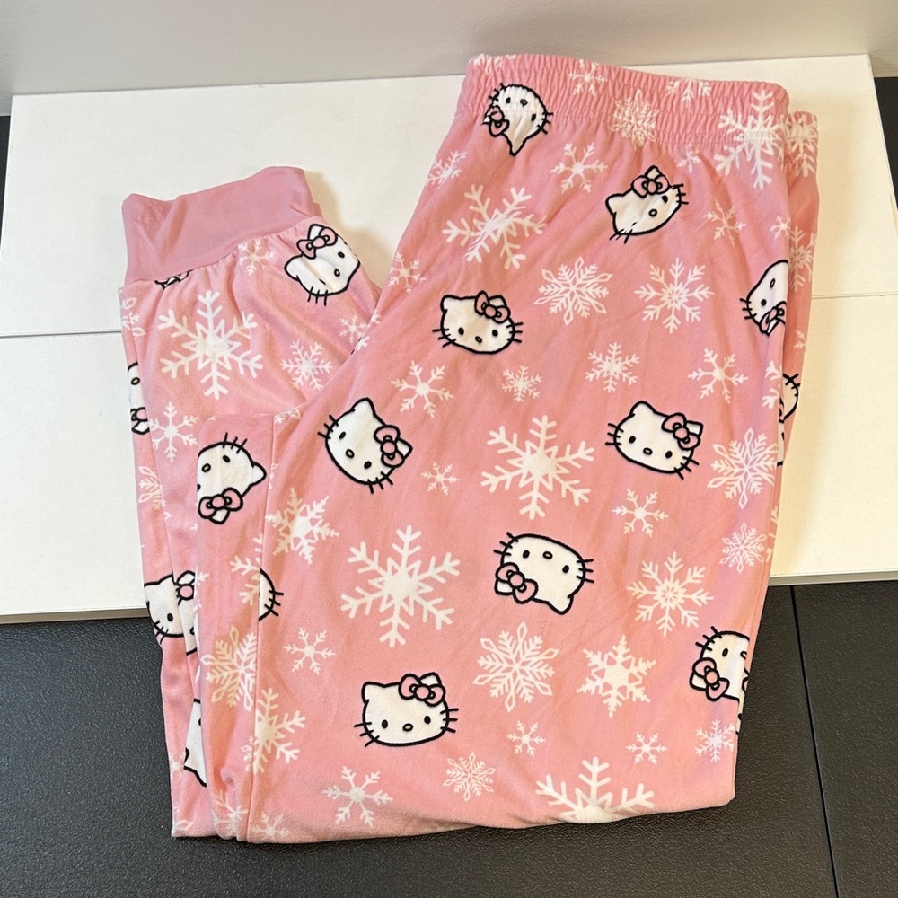 Hello Kitty‎ Snowflake Pink Pajama Bottoms Lounge Pants Women’s Size XL